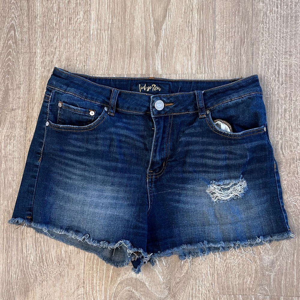 Indigo Rein Cropped Distressed Denim Cutoff jean shorts size 13 30